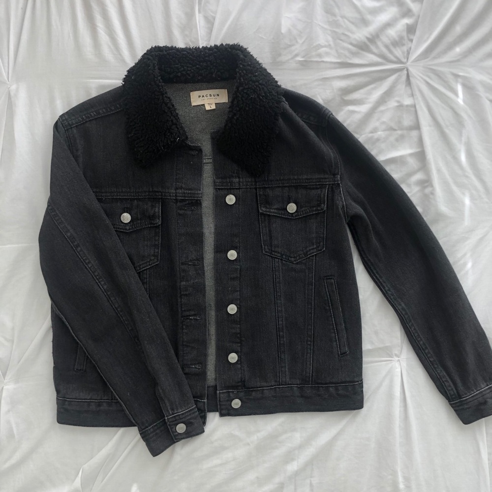 Pacsun Denim Jacket with Sherpa Collar